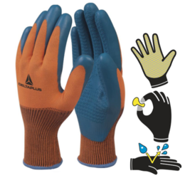 Delta Plus VE733 Orange Latex Palm Grip Gloves