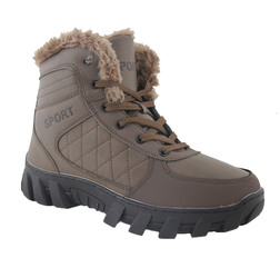 Mens Lace Up Hi Top Outdoor Hiking Boots In Brown 1908