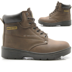 Maxsteel Lace-Up Safety Boots With Steel Toecap & Midsole  S1P In Crazy Brown MS10C