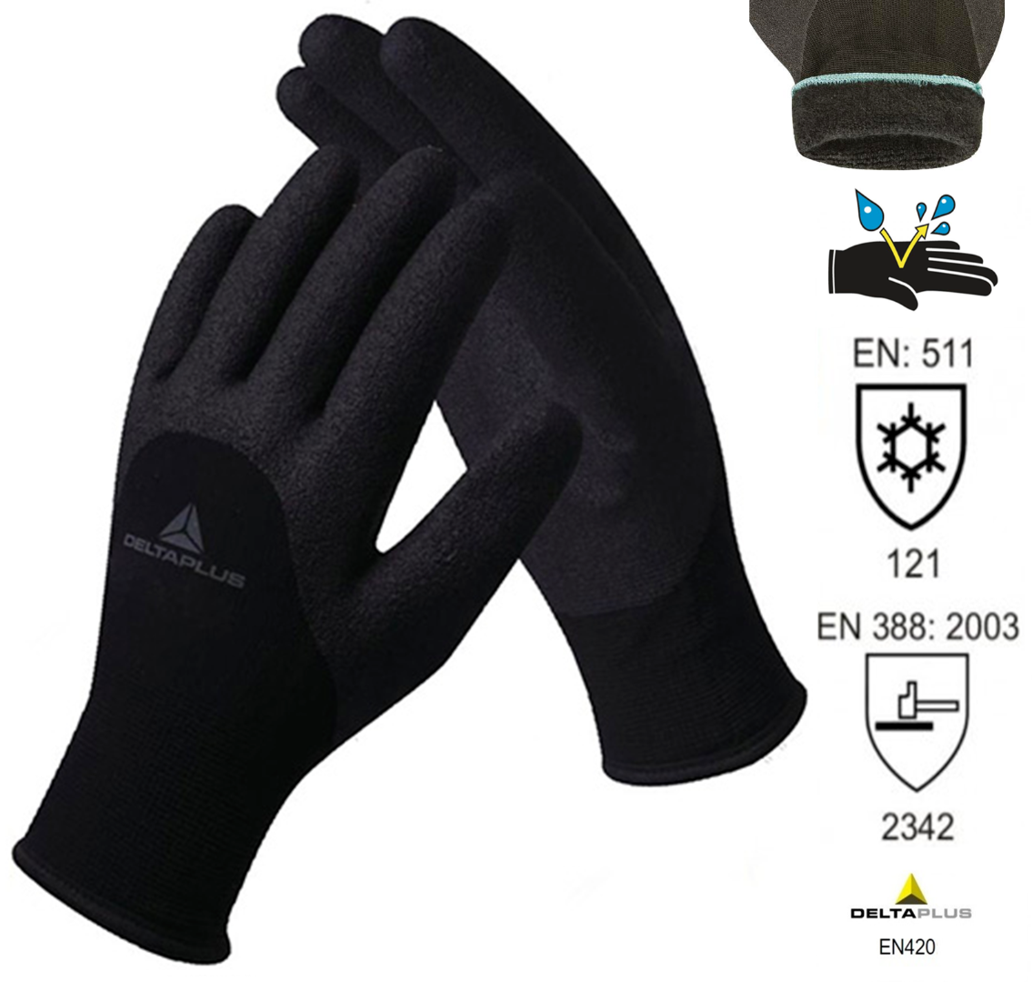 6 Pairs of Delta Plus HERCULE VV750 Safety Work Gloves Black with Nitrile Foam 