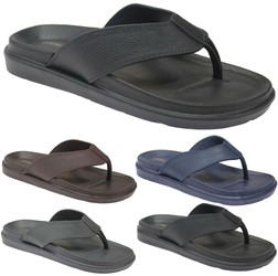 Mens Sports Flip Flops With Faux Leather Thong Straps 1718