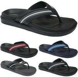Mens Sports Flip Flops Thong Straps With A Stripe Detail 1718-2