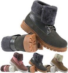 Ladies Fur Lined Foldable Suede Leather Winter Boots 19008