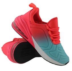 Girls Lightweight Lace Up Trainers In Fushia Blue 280M