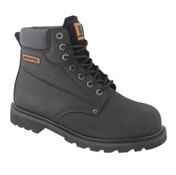 Maxsteel Goodyear Welted Lace-Up Steel Toecap Boots In Waxy Black MS06B