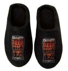 Mens Novelty Shandy Beer Pint Slip On Mule Slippers In Black Orange