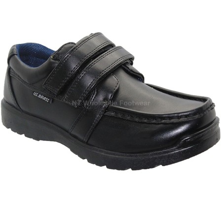 Boys School Shoes Kids Black Comfy Childrens Stanley Slip On Trainers Shoes Size